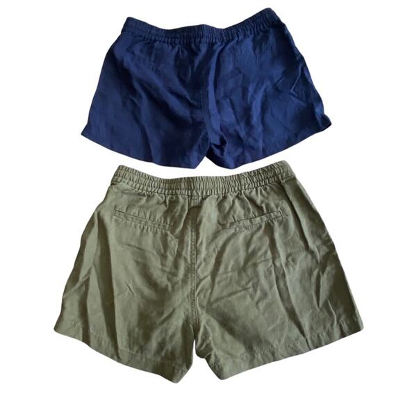 POINT SUR x J CREW Blue Green SEASIDE linen drawstring pull on Shorts size XS - Picture 2 of 13